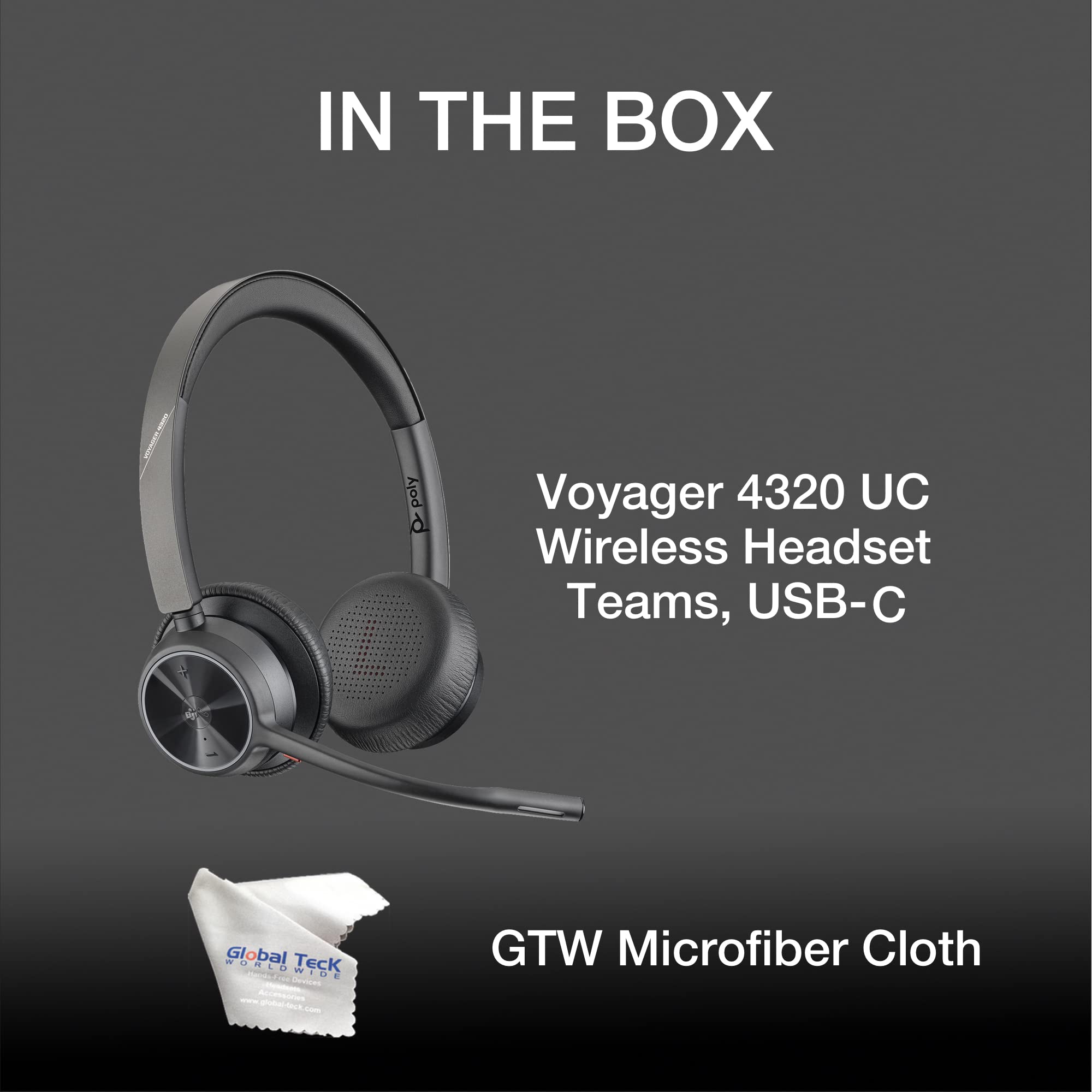 Fone de ouvido duplo Bluetooth sem fio Poly Voyager 4320 UC (USB-C